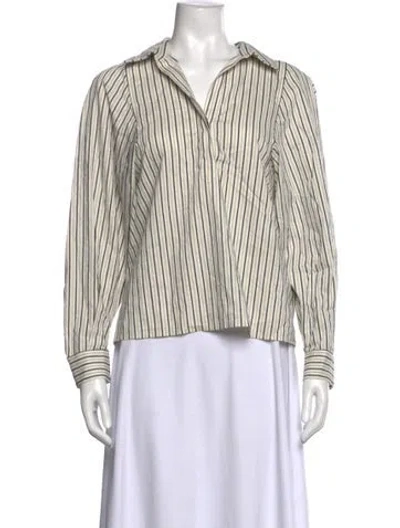 Pre-owned Ba&sh Striped Long Sleeve Blouse In Blue