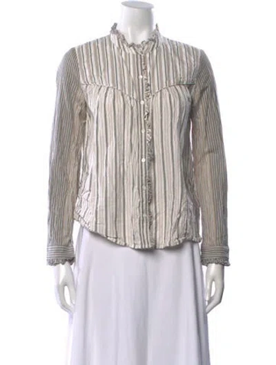 Pre-owned Ba&sh Striped Long Sleeve Blouse In Neutral
