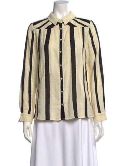 Pre-owned Ba&sh Striped Long Sleeve Blouse In Neutral