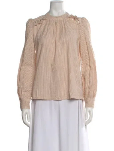 Pre-owned Ba&sh Striped Long Sleeve Blouse In Orange