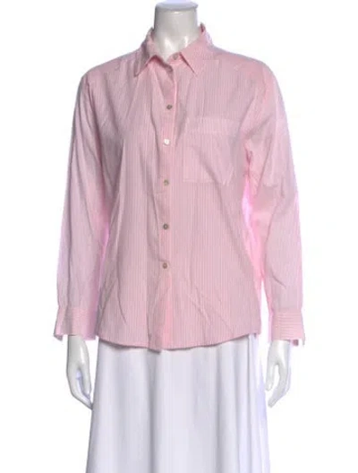 Pre-owned Ba&sh Striped Long Sleeve Blouse In Pink