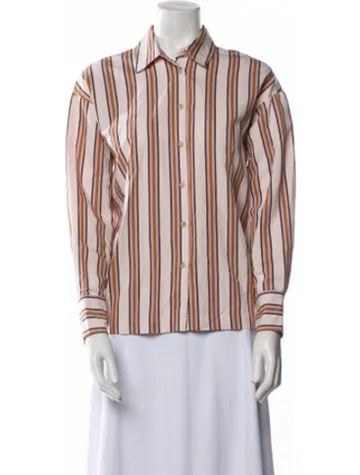 Pre-owned Ba&sh Striped Long Sleeve Button-up Top In Pink
