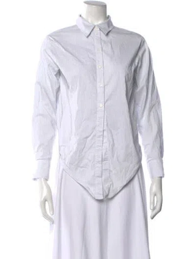 Pre-owned Ba&sh Striped Long Sleeve Button-up Top In White