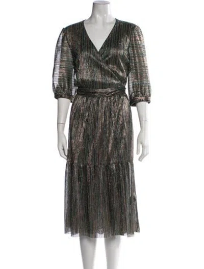 Pre-owned Ba&sh Striped Midi Length Dress In Brown