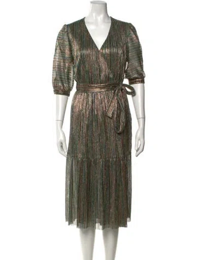 Pre-owned Ba&sh Striped Midi Length Dress In Gold