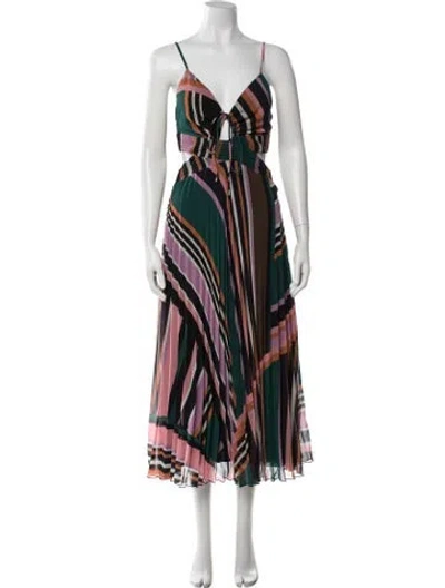 Pre-owned Ba&sh Striped Midi Length Dress In Green