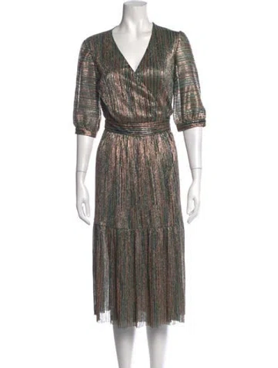 Pre-owned Ba&sh Striped Midi Length Dress In Green