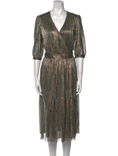 Pre-owned Ba&sh Striped Midi Length Dress In Neutral