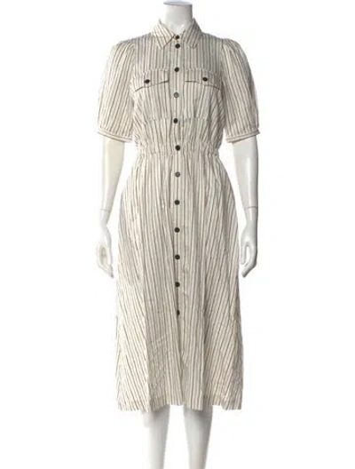 Pre-owned Ba&sh Striped Midi Length Dress In Neutral