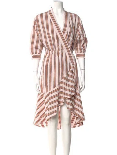 Pre-owned Ba&sh Striped Midi Length Dress In Pink
