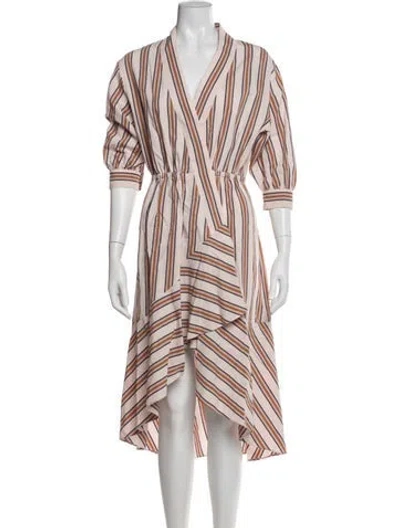 Pre-owned Ba&sh Striped Midi Length Dress In Pink