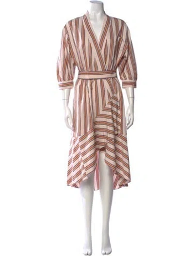Pre-owned Ba&sh Striped Midi Length Dress In Pink