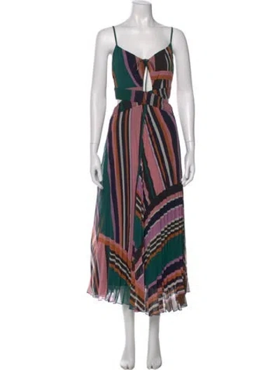 Pre-owned Ba&sh Striped Midi Length Dress W/ Tags In Pink