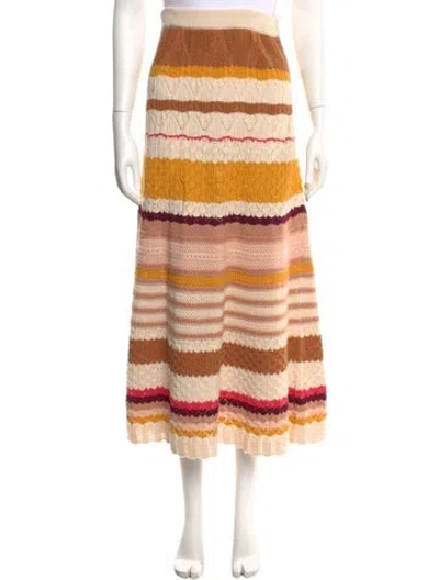 Pre-owned Ba&sh Striped Midi Length Skirt In Brown