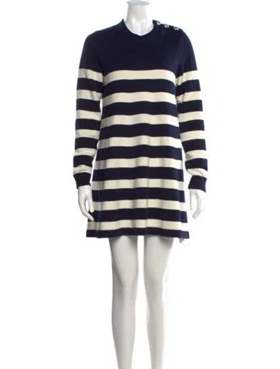 Pre-owned Ba&sh Striped Mini Dress In Blue