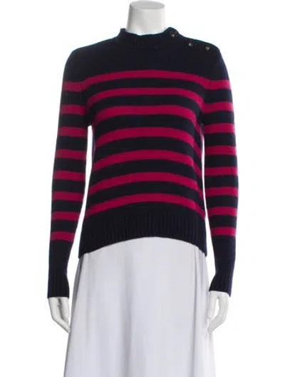 Pre-owned Ba&sh Striped Mock Neck Sweater In Blue