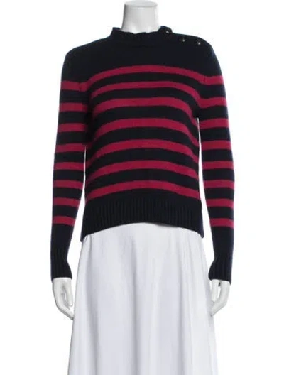 Pre-owned Ba&sh Striped Mock Neck Sweater In Blue