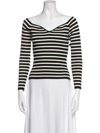 Pre-owned Ba&sh Striped Off-the-shoulder Top In Blue