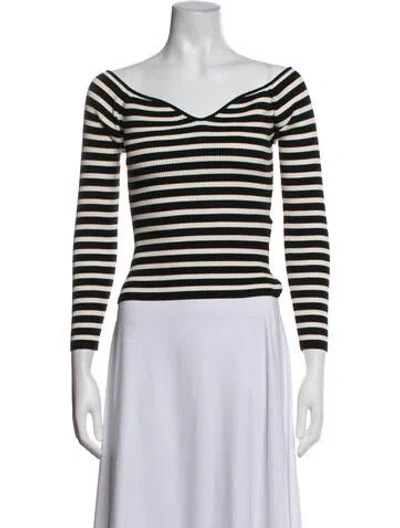 Pre-owned Ba&sh Striped Off-the-shoulder Top In Blue