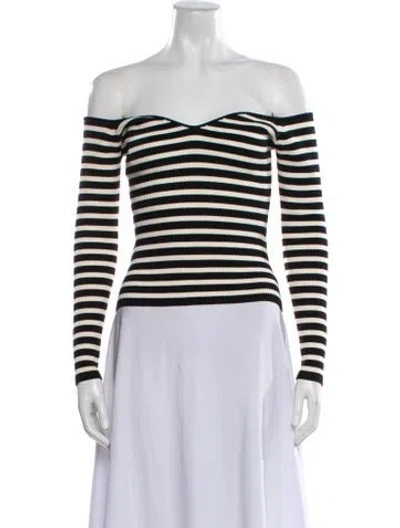 Pre-owned Ba&sh Striped Off-the-shoulder Top In White