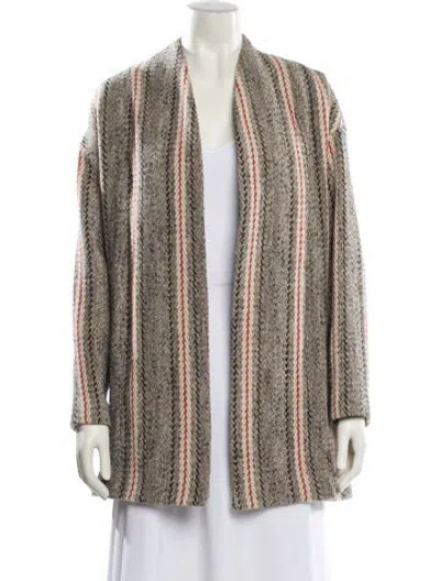 Pre-owned Ba&sh Striped Open Front Sweater In Neutral