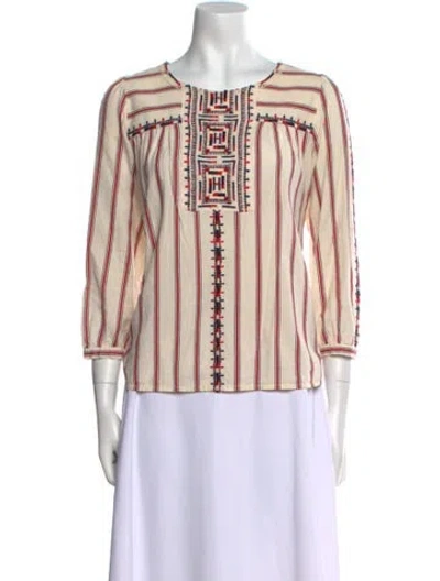 Pre-owned Ba&sh Striped Scoop Neck Blouse In Neutral