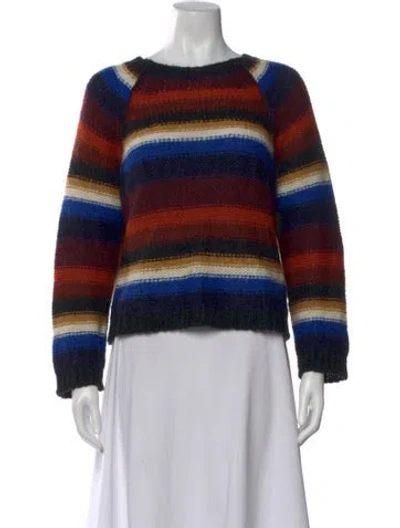 Pre-owned Ba&sh Striped Scoop Neck Sweater In Blue