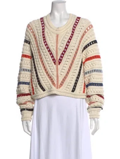 Pre-owned Ba&sh Striped Scoop Neck Sweater In Neutral