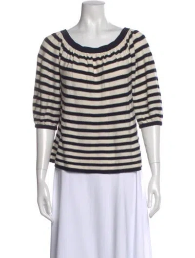 Pre-owned Ba&sh Striped Scoop Neck Top In Neutrals