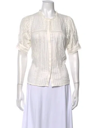 Pre-owned Ba&sh Striped Short Sleeve Blouse In Neutrals