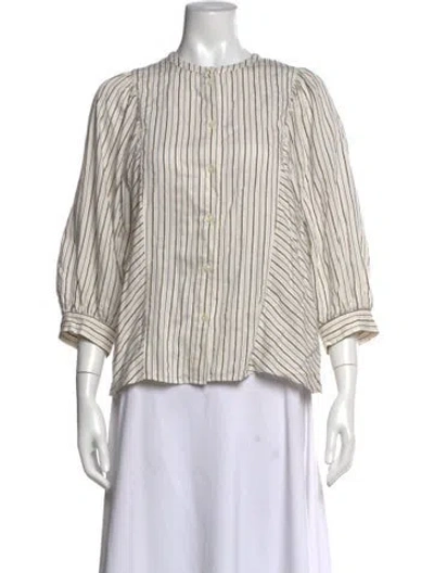 Pre-owned Ba&sh Striped Three-quarter Sleeve Blouse In Neutral