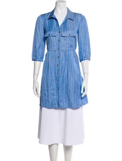 Pre-owned Ba&sh Striped Three-quarter Sleeve Blouse W/ Tags In Blue