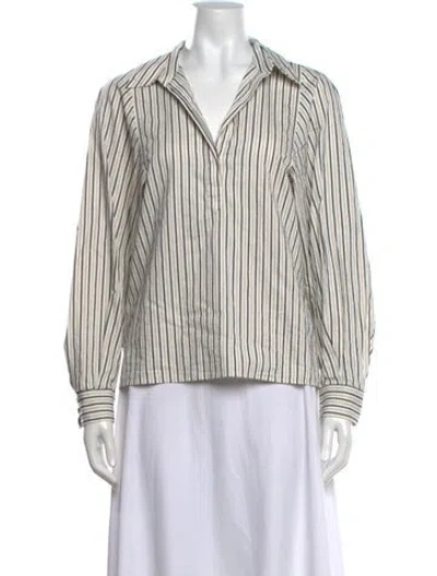 Pre-owned Ba&sh Striped V-neck Blouse In Neutrals