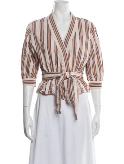 Pre-owned Ba&sh Striped V-neck Blouse In Neutrals