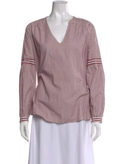 Pre-owned Ba&sh Striped V-neck Blouse In Pink