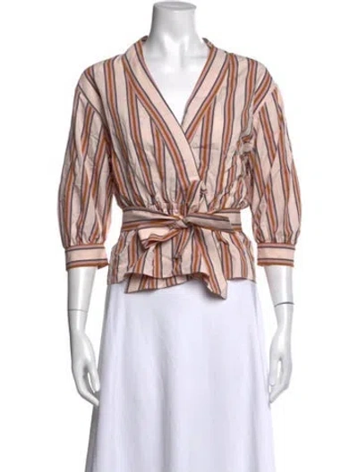 Pre-owned Ba&sh Striped V-neck Blouse In Pink
