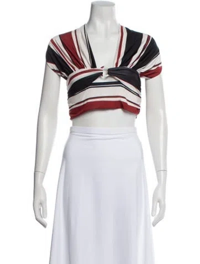Pre-owned Ba&sh Striped V-neck Crop Top In Black