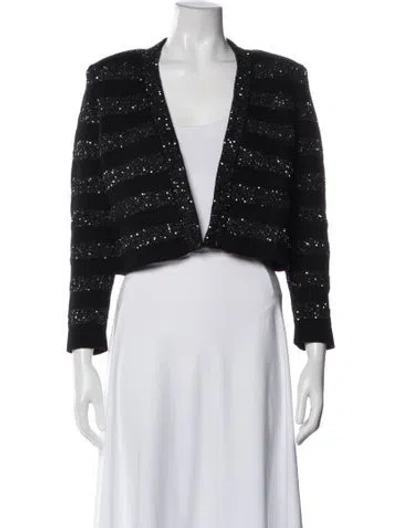 Pre-owned Ba&sh Striped V-neck Sweater In Black