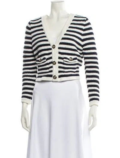 Pre-owned Ba&sh Striped V-neck Sweater In Blue