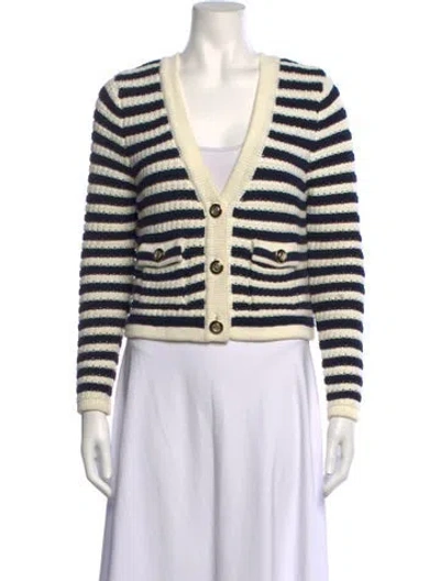 Pre-owned Ba&sh Striped V-neck Sweater In Blue/white