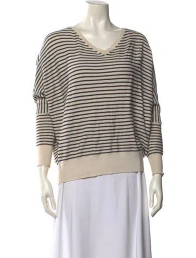 Pre-owned Ba&sh Striped V-neck Sweater In Neutral
