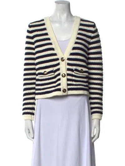 Pre-owned Ba&sh Striped V-neck Sweater In Neutral