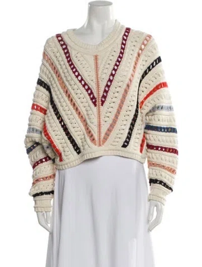 Pre-owned Ba&sh Striped V-neck Sweater In Neutral