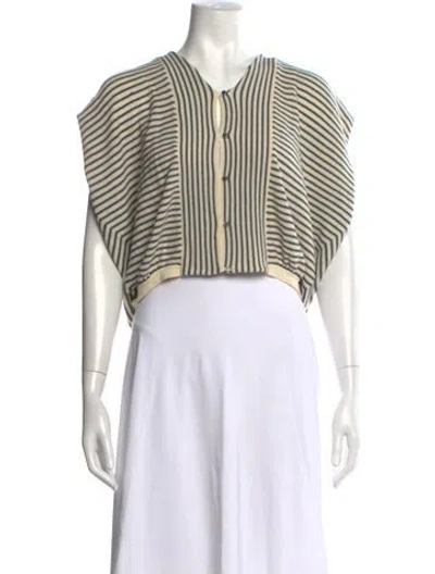 Pre-owned Ba&sh Striped V-neck Sweater In Neutrals