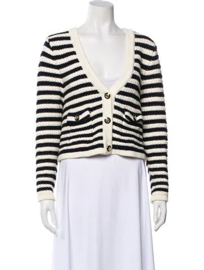 Pre-owned Ba&sh Striped V-neck Sweater In White