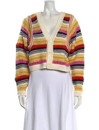 Pre-owned Ba&sh Striped V-neck Sweater In Yellow