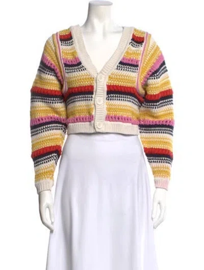 Pre-owned Ba&sh Striped V-neck Sweater In Yellow