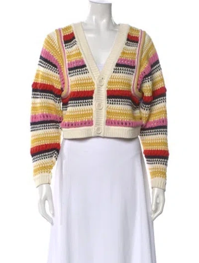 Pre-owned Ba&sh Striped V-neck Sweater In Yellow