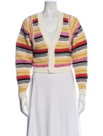 Pre-owned Ba&sh Striped V-neck Sweater In Yellow