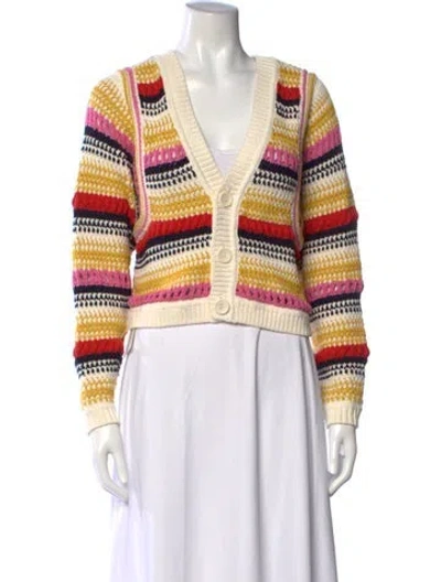 Pre-owned Ba&sh Striped V-neck Sweater In Yellow